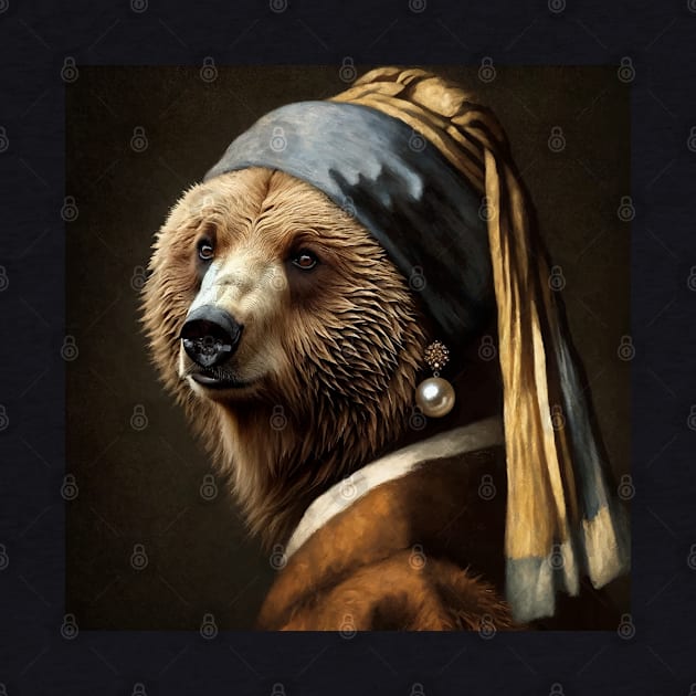 Wildlife Conservation - Pearl Earring Grizzy Bear Meme by Edd Paint Something